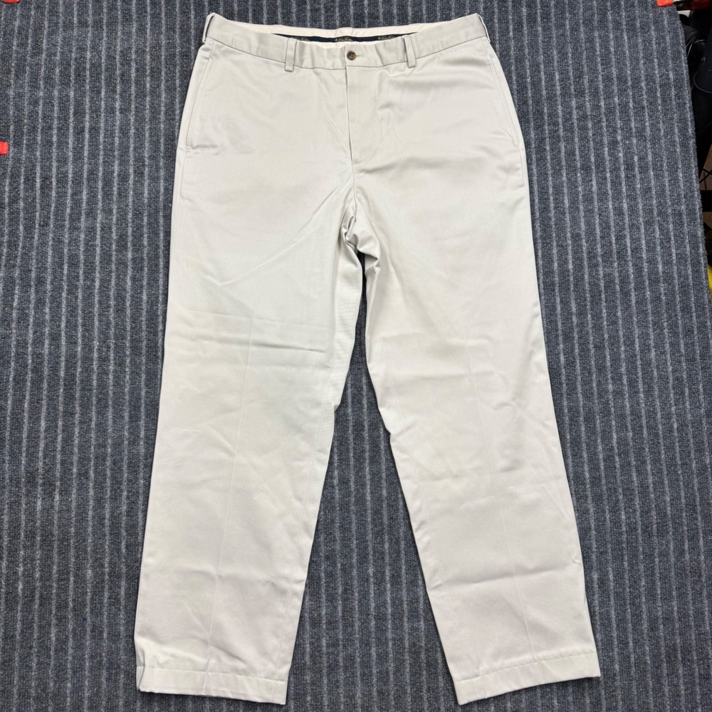 Brooks Brothers Mens Advantage Chino Clark Pants 37x28 Khaki Cotton Straight Leg